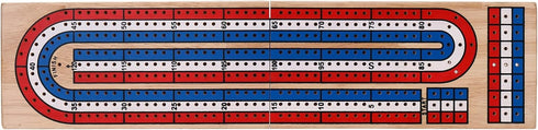 STERLING Games Folding Cribbage 3 Track Wooden Cribbage Board with Red White Blue Pegs for 3 Players...