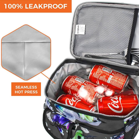 opux Lunch Bag Women Insulated, Adult Lunch Box Cooler, Flower Lunch Box, Dual Compartment Lunchbox for Work, Leakproof Double Decker Lunch Bag, S...