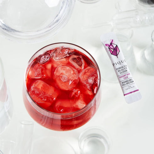 Pique Organic Hibiscus Tea Crystals - Powerful Antioxidants and Caffeine-Free Herbal Tea, Real Egyptian Flower for Glowing Skin - 14 Single Serve ...