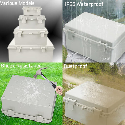 Zulkit Junction Box ABS Plastic Dustproof Waterproof IP65 Electrical Boxes Hinged Shell Outdoor Universal Project Enclosure with 2 Cable Glands 5....