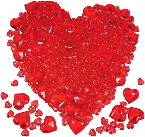 700 Pcs 2 Sizes Red Acrylic Hearts Charms Crystal Heart Shaped Diamond Gems Valentines Decorative Heart Gems for Valentine's Day Wedding Anniversa...