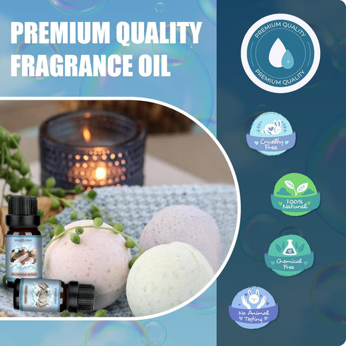 Clean Fragrance Oils Set, Premium Essential Oils for Diffuser for Home, Scented Oil for Soap & Candle Making Scents - Lemongrass, Aloe, Blossom So...