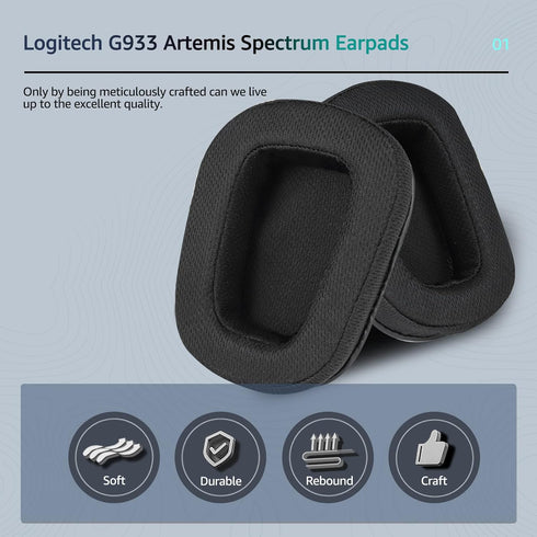 Fabric Replacement Ear Pads for Logitech G933 Gaming Headset, Also Fits G935 G930 G635 G633 G633S G533 G430 G431 G432 G433 Headphone, Mesh Earpad ...