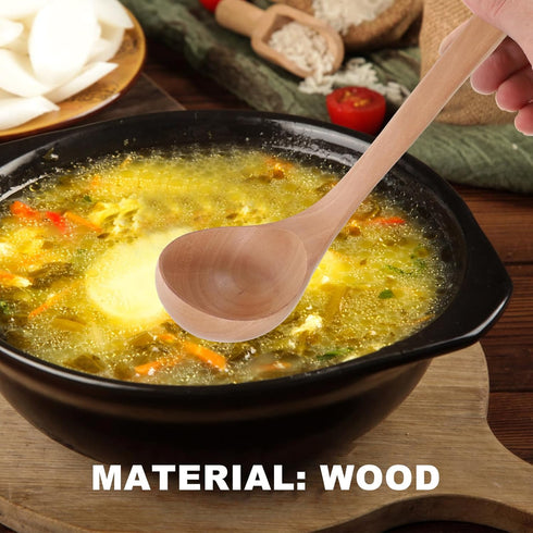 Alipis 2pcs Long Handle Spoon with Hook Rice Spoons Japanese Bamboo Spoons Honey Spoons Ramen Bowl Spoon Wooden Spoon Small Spoons Ramen Noodles S...