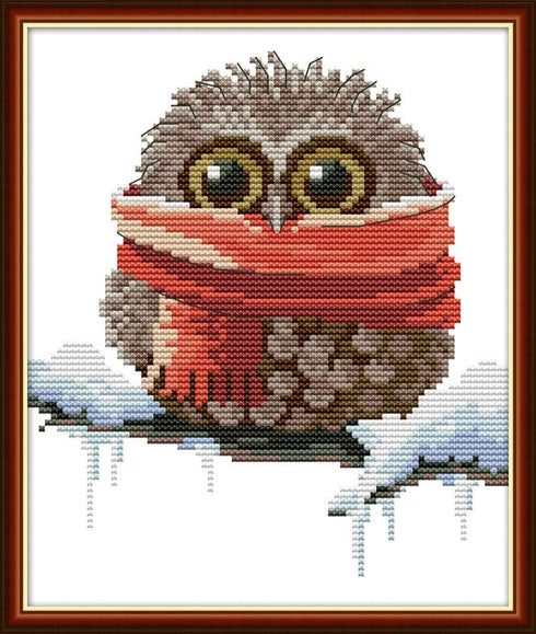 Cross Stitch Kits, Awesocrafts Owl Scarf Cute Christmas Winter Easy Patterns Cross Stitching Embroidery Kit Supplies, Stamped or Counted (Counted)...