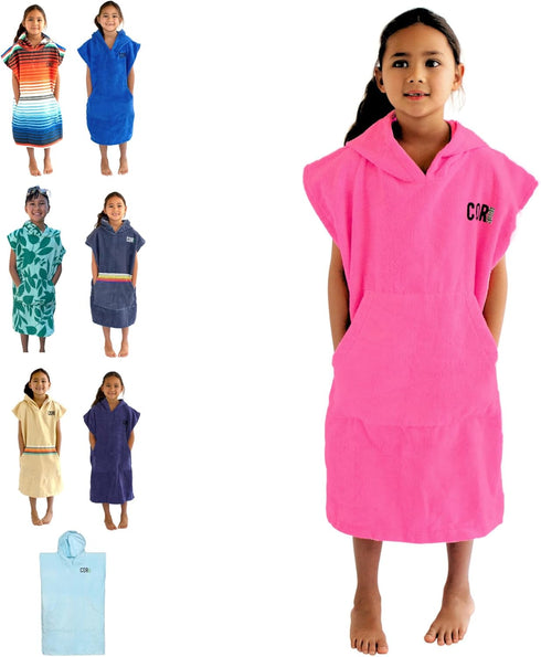 COR Surf Poncho Changing Towel Robe with Hood and Front Pocket for Kids, Doubles Up As Beach Towel and Blanket, Made of Quick Dry Microfiber, Fits...