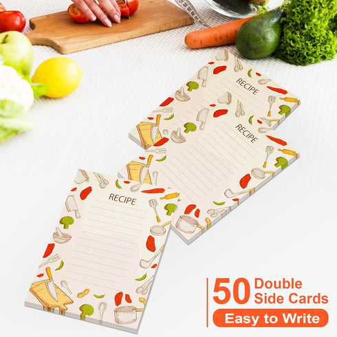Toplive 50 Pack Recipe Cards 4x6 in, Double Sided Recipe Cards Kitchen, Blank Recipe Cards Thick Cardstock for Bridal Showers Wedding Housewarming...