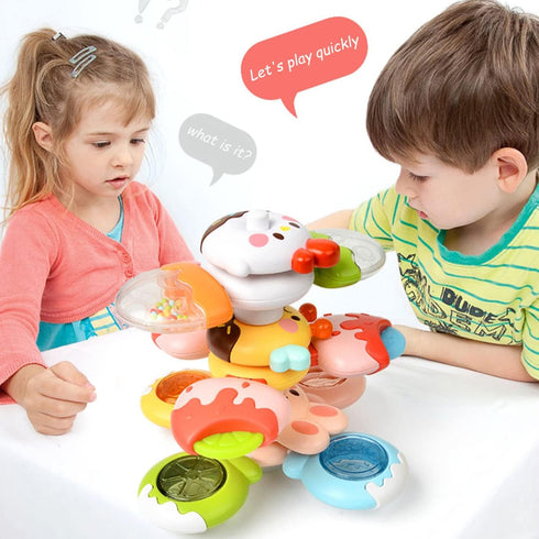 3PCS DIY Spinner Fidget Toys for Boy Girl, Window Spinning Sensory Toy with Suction Cup Top, Baby Bath Toys 12-18 Months, First Birthday Gifts for...