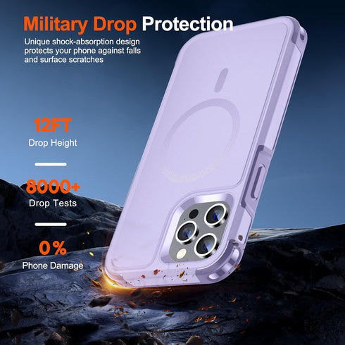 SUPFINE Magnetic for iPhone 12 Pro Max Case (Compatible with MagSafe) (12FT Military Grade Drop Protection) 2XTempered(Glass Screen and Camera Len...