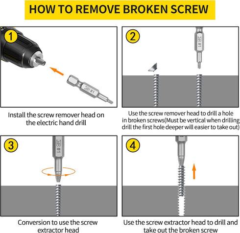 6-Piece Screw Extractor Set Easy Out Remover Kit, Professional Grade with Storage Case,Extract Damaged Screws, Ideal for Automotive Repairs, Woodw...