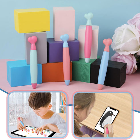4pcs Kid Stylus Pens for Touch Screens, Cute Heart-Shaped Crayon Stylus Pen with Comfortable Grip Children's Stylus for Smartphones Tablets Capaci...