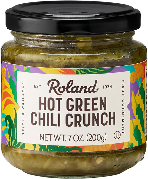 Roland Foods Hot Green Chili Crunch, 7 Ounce Jar, Pack of 1...