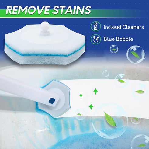 BOOMJOY Disposable Toilet Brush Set with 15 Wand Refills, Toilet Bowl Cleaner Wand with Holder, Toilet Cleaning System Starter Wand Kit, Bathroom ...