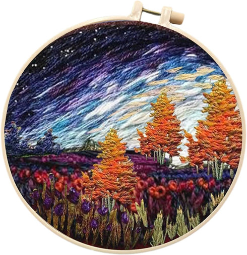 Liveish Friendship Gifts Embroidery Kits for Beginners,Landscape Embroidery kit,Embroidery kit for Beginners Adults DIY Cross Stitch Kits with Pat...
