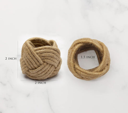 COTTON CRAFT Jute Napkin Rings - Set of 12 Handmade Nautical Knot Woven Rope Napkin Ring - Dining Table Napkin Holder - Everyday Rustic Harvest Fa...