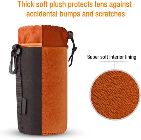 Lens Pouch,Waterproof Protective Lens Bag For SLR Camera Lens,With Adjustable Drawstring And Rotating Clamp,Camera Lens Bag For Nikon, Pentax, Son...