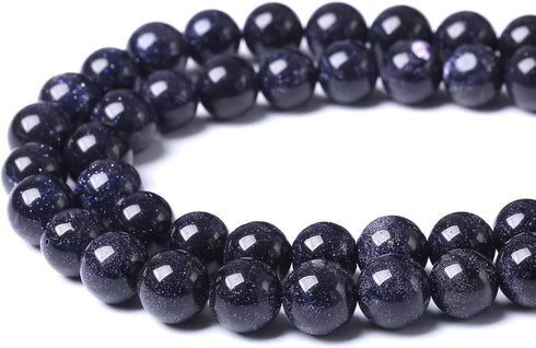 45PCS 8MM Natural Blue Sand Stone Beads Energy Healing Beads for DIY Jewelry Bracelet Necklace Making for Jewelry Making15Inch...