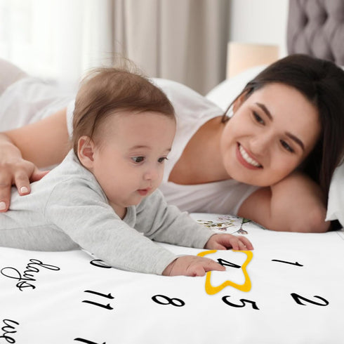 CSFOTO Flowers Baby Monthly Milestone Blanket Newborn First Year Growth Mat Baby Shower Memory Keepsake Gift Picture Recording Blanket 60"x40" wit...