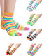 SATINIOR 6 Pairs Rainbow Stripe Toe Separated Socks Cotton Full Finger Toe Socks for Women(Bright Color)...