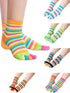 SATINIOR 6 Pairs Rainbow Stripe Toe Separated Socks Cotton Full Finger Toe Socks for Women(Bright Color)...