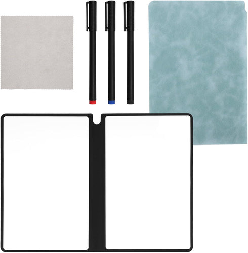 Reusable Dry Erase Notebook, 9.4x6.5 Inch Portable A5 Dry Erase Notebook Erasable Notebook White Board Dry Erase for Office Business Home (Light B...