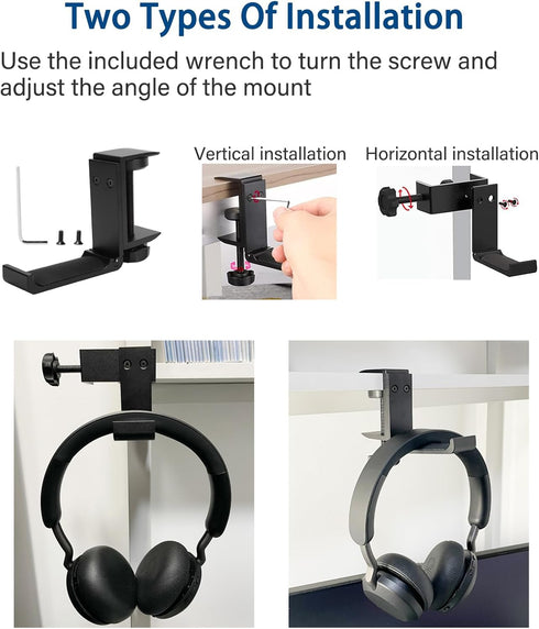 Weiyichuang Desk Headphone Hanger,Headphone Stand, Headphone Foldable Hanger Adjustable Headset Stand Clamp Mount Desk Hook...
