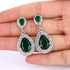 EVER FAITH Women's Austrian Crystal Cubic Zirconia Tear Drop Dangle Earrings Emerald Color Silver-Tone...