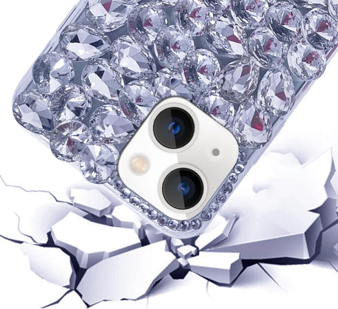 Bonitec Compatible with iPhone 13 Case for Women 3D Glitter Sparkle Bling Case Luxury Shiny Crystal Rhinestone Diamond Bumper Clear Gems Cute Prot...