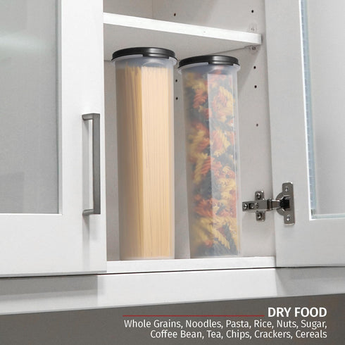 Tall Clear Spaghetti Pasta Container Storage With Lid.Multi-Purpose Kitchen Pantry Organization And Food Storage For Noodles Beans Straws - Airtig...