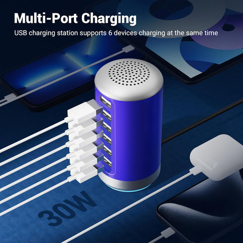 USB Charger USB Charging Station 30W 6-Port USB Desktop Charging Station Hub Wall Charger for iPhone iPad Tablets Smartphones Multi-Port Wall Char...