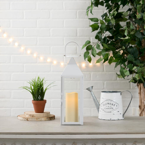 Zings & Thingz Manhattan Hanging Cable Candle Holder Lantern, Decorative Light Home Decor, 15" Tall, White...