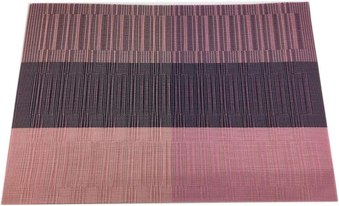 Gugrida Exquisite Woven Vinyl Placemats for Dining Table Heat Resistant PVC Bamboo Style Table Mats (6, Ombre Purple Red)...