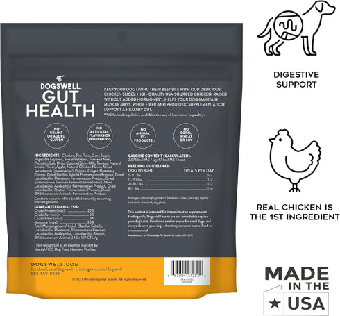 Dogswell Gut Health Slices Functional Dog Treats, Chicken 8 oz. Bag...