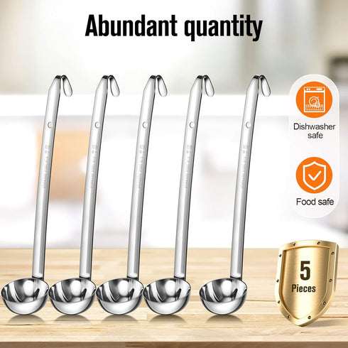 Cunhill 5 Pcs Soup Ladles Serving Ladles Stainless Steel Ladles with Long Handle for Serving, Cooking, Stirring, Portioning Kitchen Restaurant Acc...