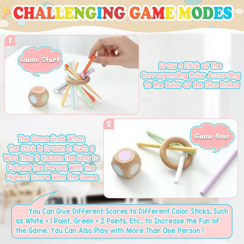 Montessori Toys for Toddlers 1-3,Fine Motor Skills Toys for Toddlers 1-3,Educational Toys for Baby 3-12 Months,Wooden Kids Sensory Sticks Suitable...