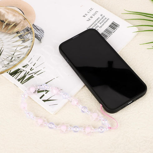 2pcs Beaded Phone Bracelet Strap, Crystal Butterfly Flower Pearl Phone Beaded Wrist Strap Phone Bracelet Lanyard for Women Phone Keychain Charm (W...