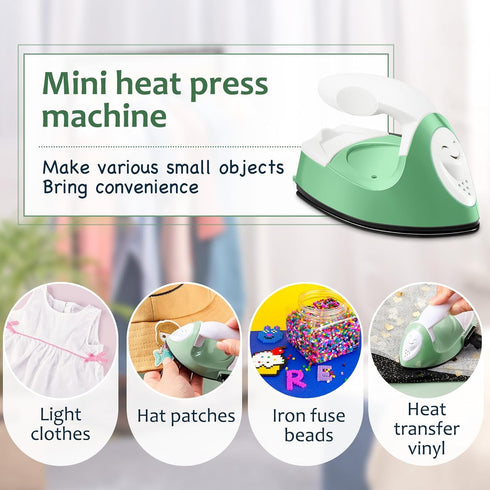 Honoson Mini Craft Iron Mini Heat Press Small Iron Portable Handy Tiny Flatiron with Charging Base Accessories for Fuse Beads Patch DIY Shoes T-Sh...