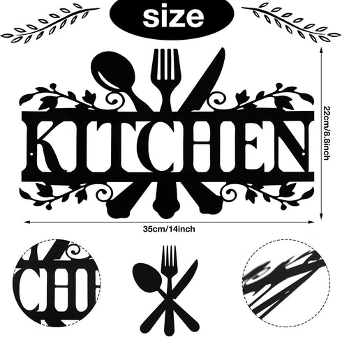 Hotop Black Kitchen Metal Sign, Farmhouse Kitchen Pictures Wall Decor Rustic Country Wall Art for Mardi Gras Easter Home Dining Room Accessories, ...