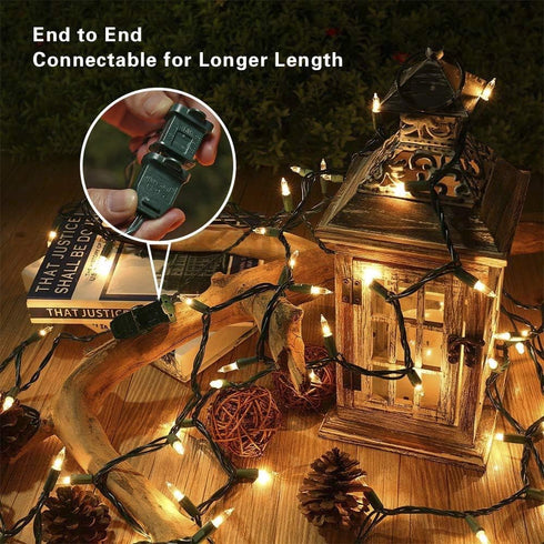 Hopolon Christmas Lights, 2 Pack 23ft 100 Mini String Lights, 120V UL Certified Extendable Tree Lights for Patio, Garden, Home, Party, Holiday, We...