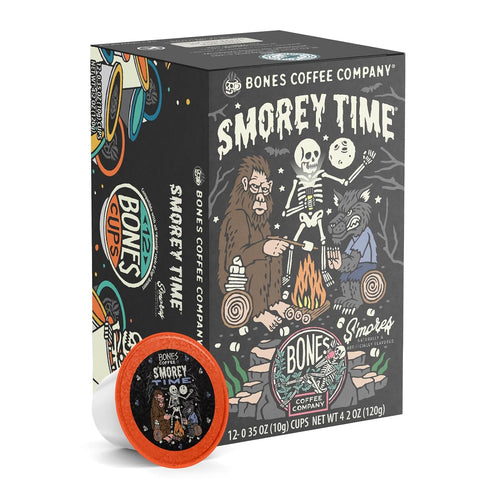 Bones Coffee Company Flavored Coffee Bones Cups S'morey Time S'mores and Graham Crackers | 12ct Single-Serve Coffee Pods Compatible with Keurig 1....