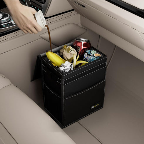 K KNODEL 2 Gallon Black Leak-Proof Waterproof Car Trash Can with Lid...