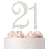 21 Cake Topper - Premium Silver Metal - 21st Birthday Party Sparkly Rhinestone Decoration Makes a Great Centerpiece - Now Protected in a Box...