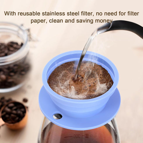 2-Packs Paperless Collapsible Travel Pour Over Coffee Dripper Kit Portable Coffee Filter - Travel Pour Over Coffee Maker Camping - Reusable Coffee...