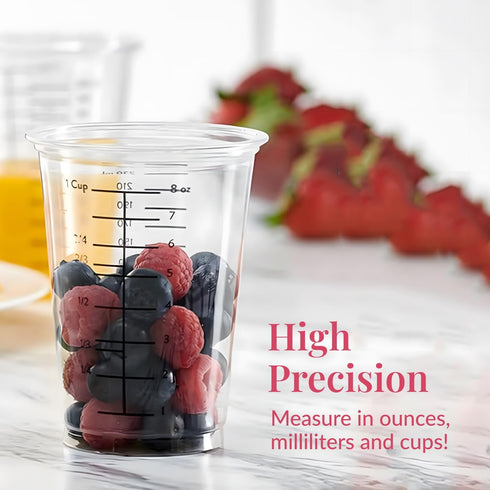 Prestee 50 Disposable Measuring Cups 8 oz - Plastic Paint Measuring Cups and Disposable Mixing Cups for Epoxy Resin - Versatile, Clear Measurement...