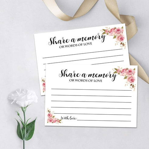 Giftideaworkshop 50 Floral Share A Memory Cards for Celebration of Life Birthday Anniversary Memorial Funeral Graduation Bridal Shower Game, Guest...