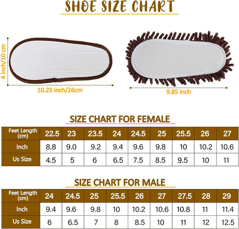 Washable Chenille Microfiber Slippers Floor Dust Dirt Hair Detachable Microfiber Mop Slippers for Office Home Room (Brown, Women 7-9/Men 5-7)...