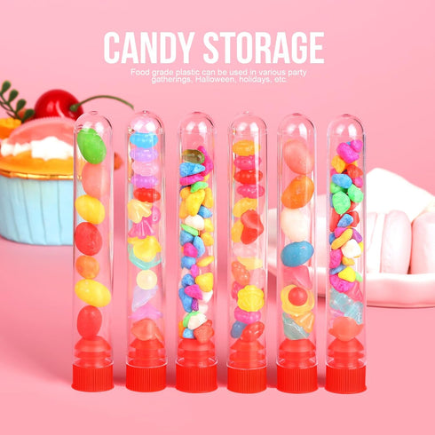 Teenitor 50pcs Test Tubes Plastic Test Tubes, 16×100mm Clear Test Tube with Caps for Lab Plastic Test Tubes for Plants, Beads, Party...