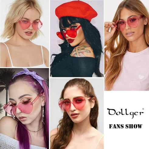 Dollger Heart Shape Sunglasses One Piece Transparent Rimless Candy Color Glasses…...