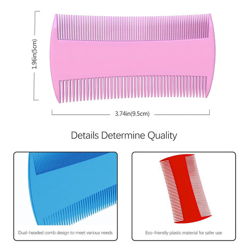 Double-Sided Pet Grooming Comb Set, 6-Pack Flea and Lice Combs with Rounded Teeth, Professional Dematting Tool for Pets...