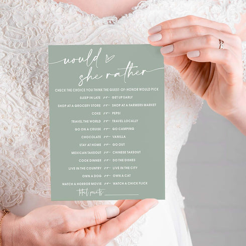 Bridal Shower Games Cards, 25Pcs Prefilled Find The Guest Bingo Game Cards, Engagement Party Games for Guests, Minimalist Green Wedding Party Supp...